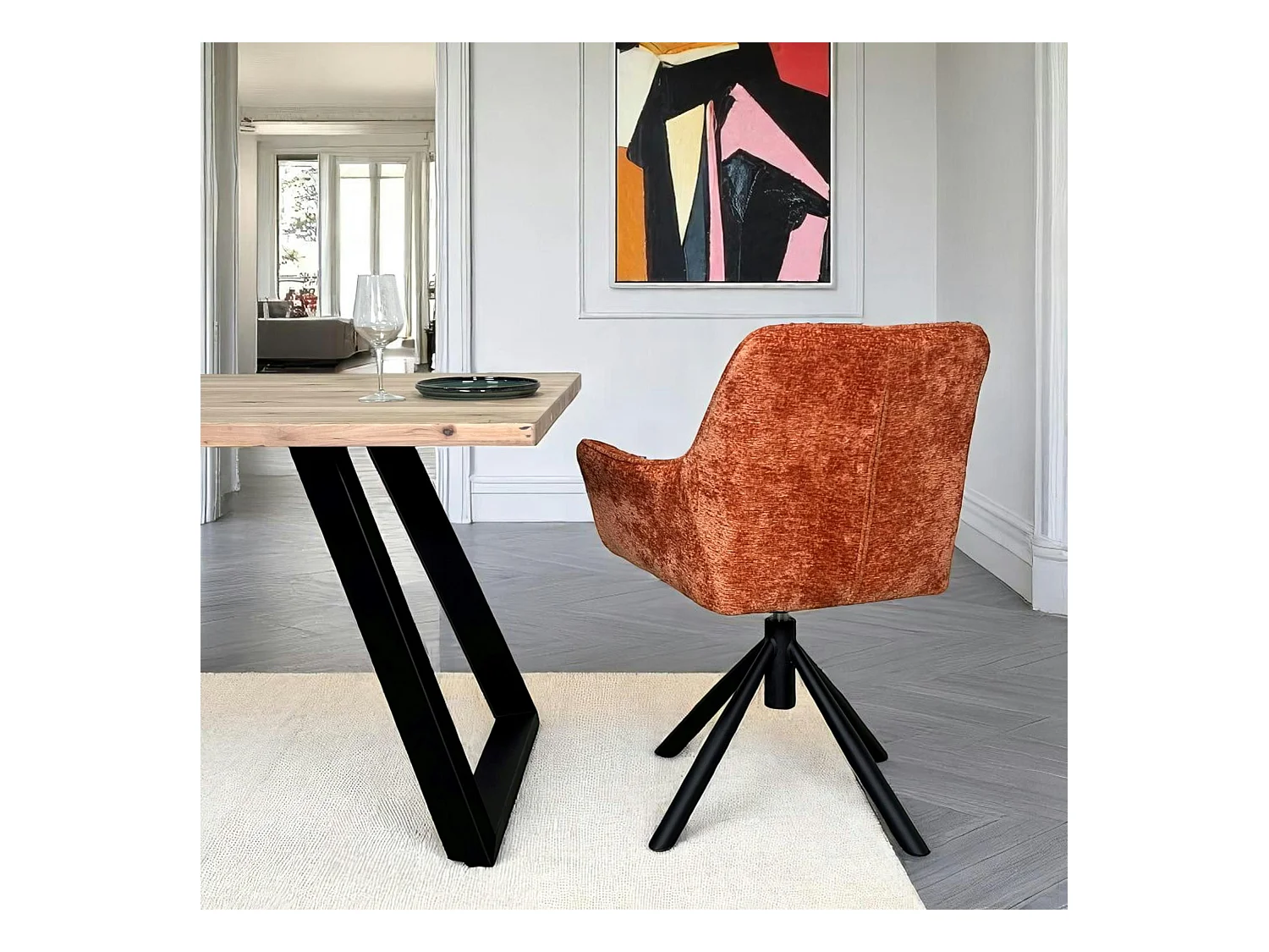 Fauteuil de table pivotant tissu terracotta (lot de 2) IENA