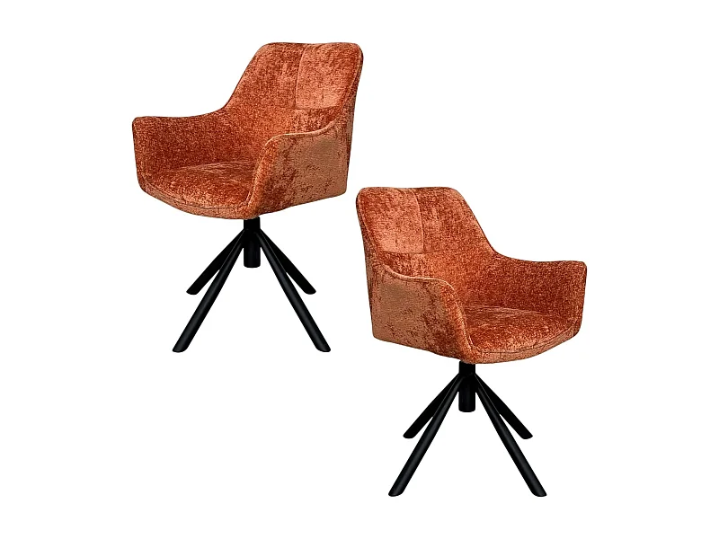 Fauteuil de table pivotant tissu terracotta (lot de 2) IENA