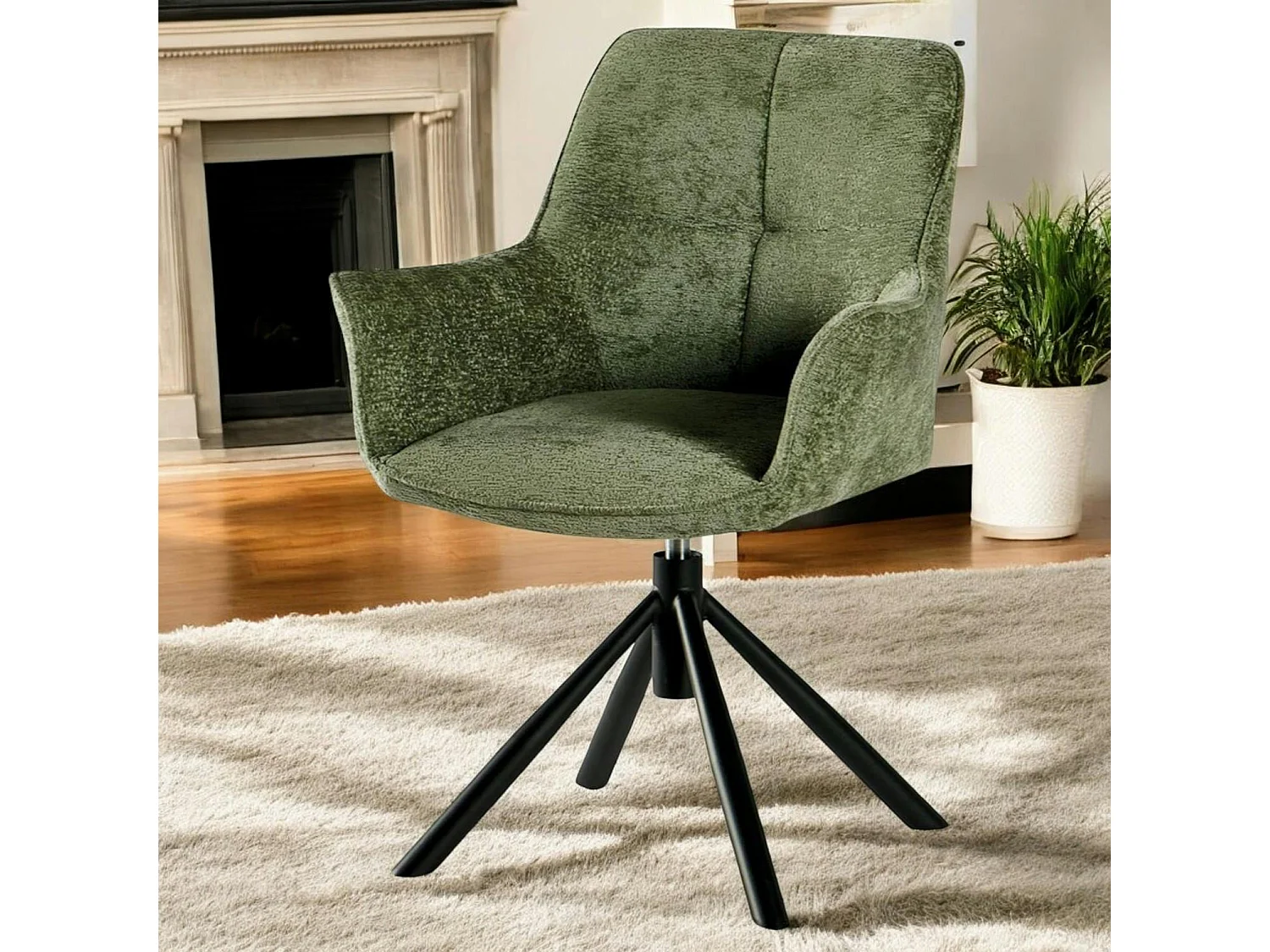 Fauteuil de table pivotant tissu vert (lot de 2) IENA