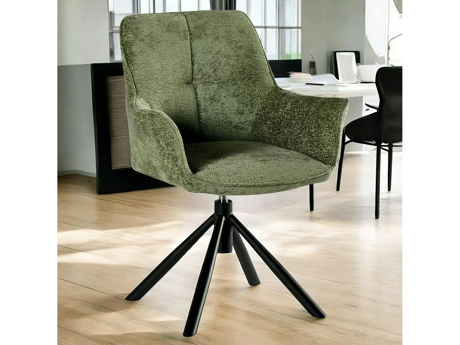 Fauteuil de table pivotant tissu vert (lot de 2) IENA