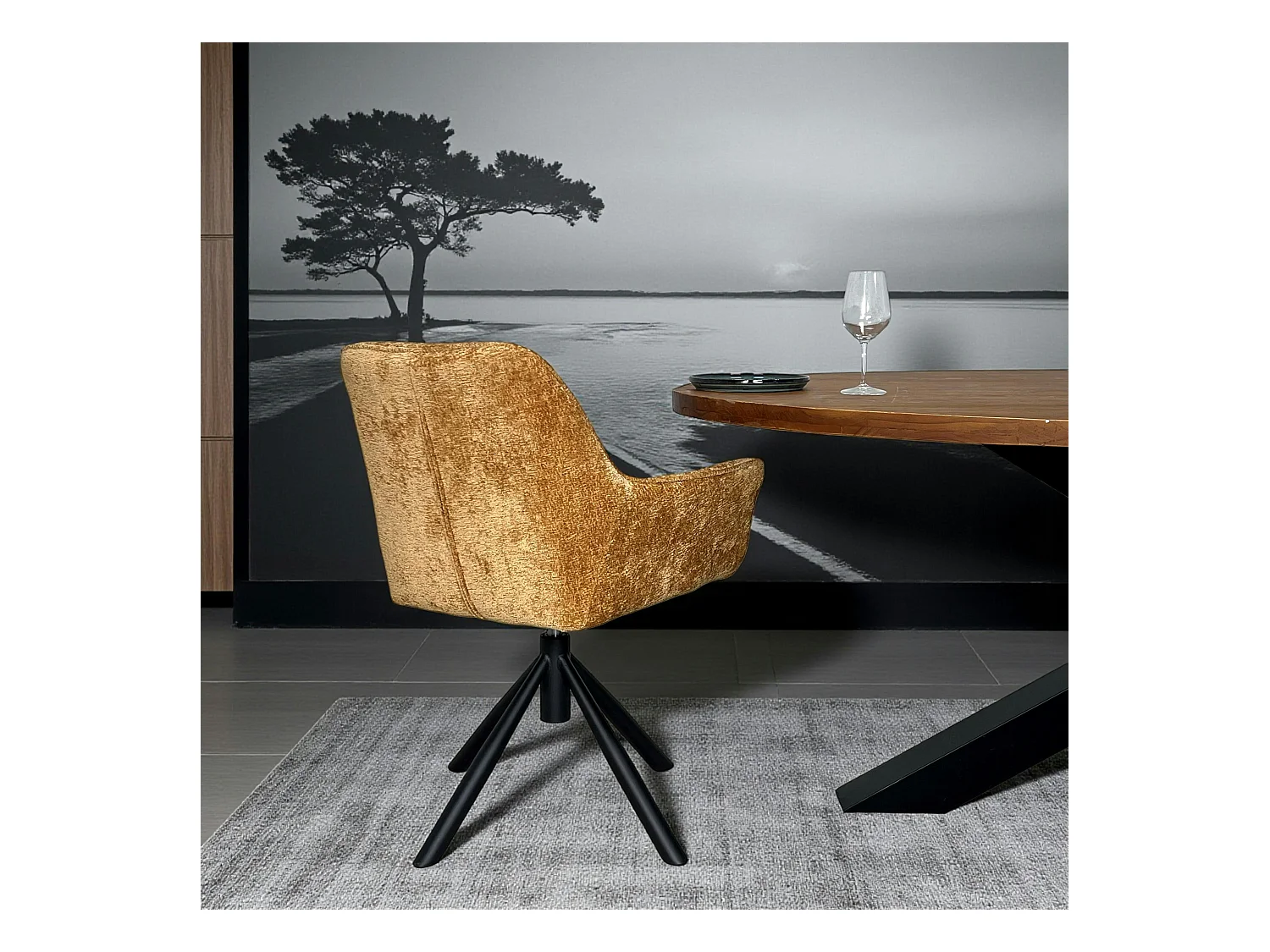 Fauteuil de table pivotant tissu moutarde (lot de 2) IENA