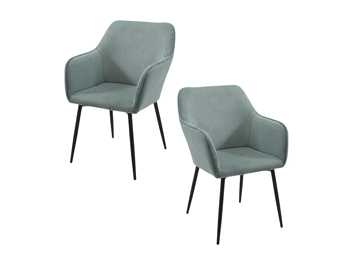 Fauteuil de table tissu cotelé bleu (lot de 2) MALMOE