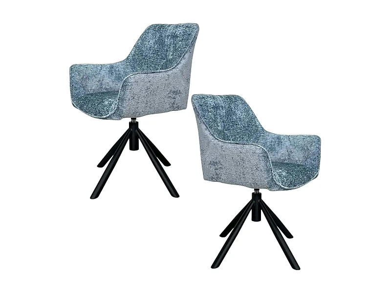 Fauteuil de table pivotant tissu bleu (lot de 2) IENA