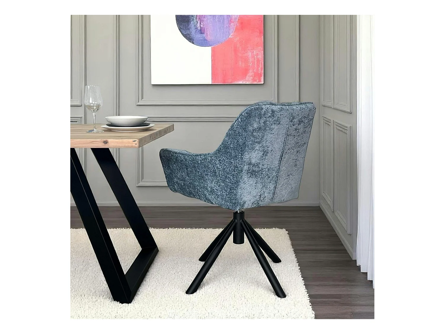 Fauteuil de table pivotant tissu bleu (lot de 2) IENA