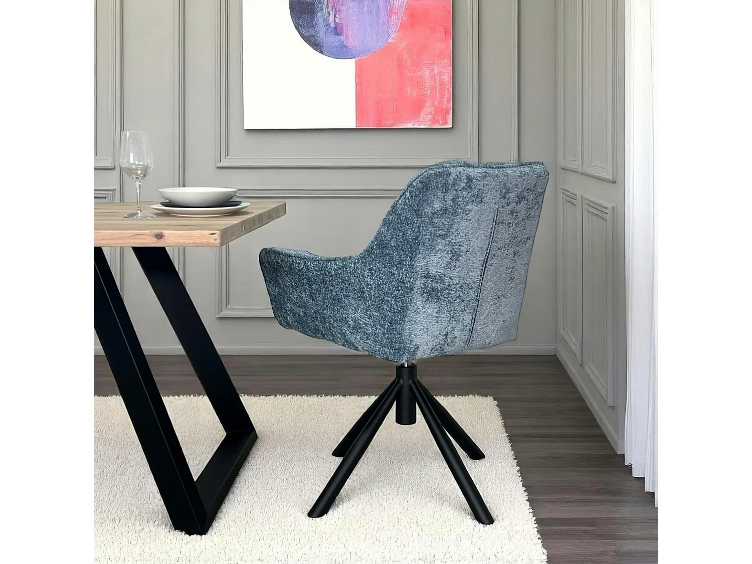 Fauteuil de table pivotant tissu bleu (lot de 2) IENA