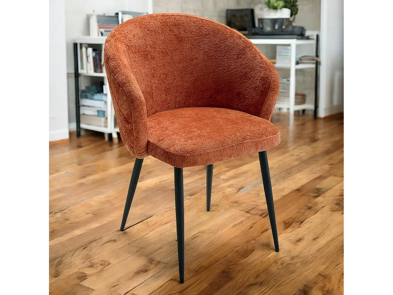 Chaise dossier rond tissu terracotta (lot de 2) IENA