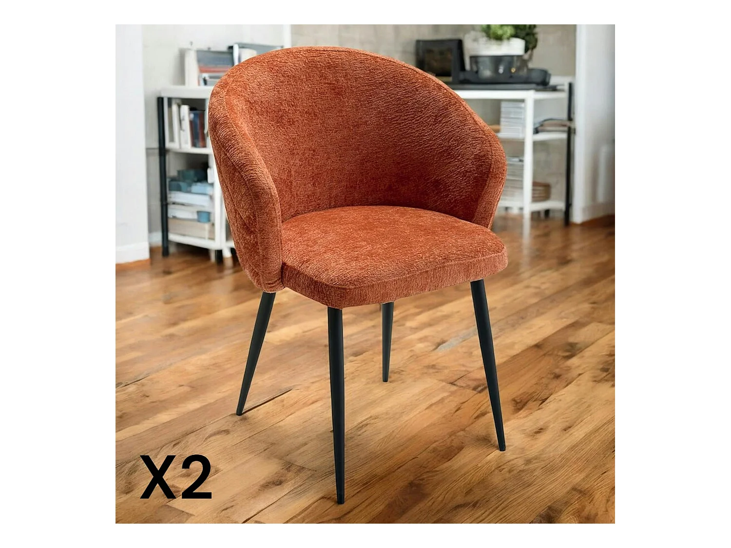 Chaise dossier rond tissu terracotta (lot de 2) IENA