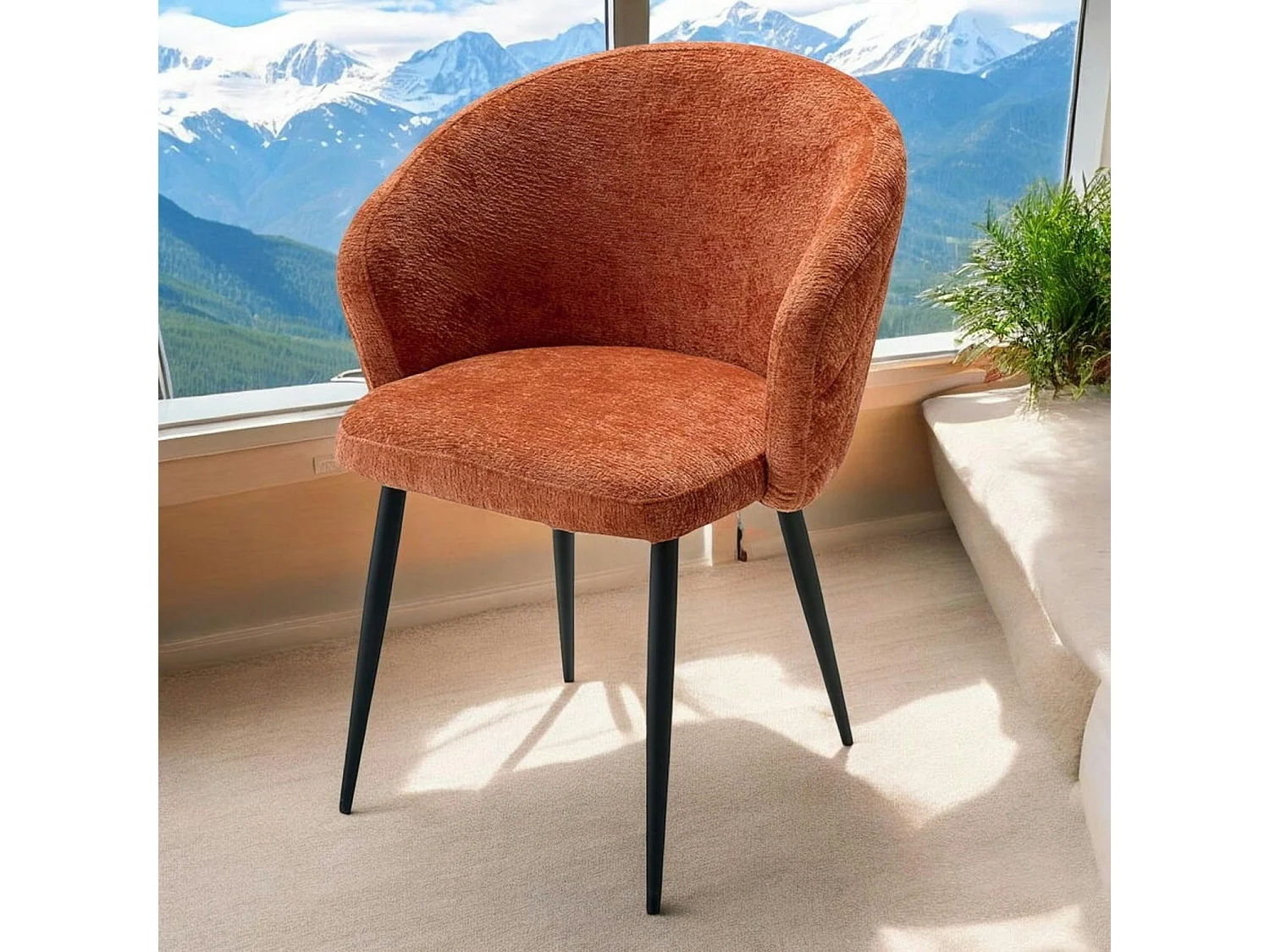 Chaise dossier rond tissu terracotta (lot de 2) IENA