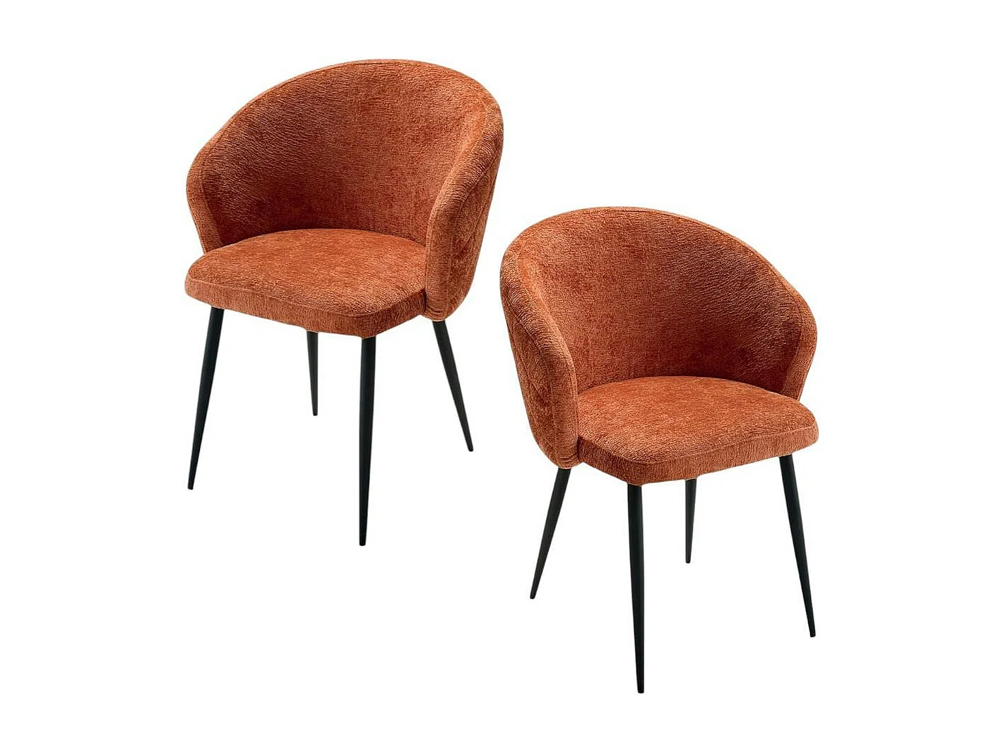 Chaise dossier rond tissu terracotta (lot de 2) IENA