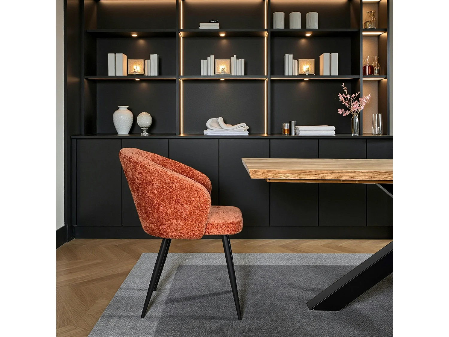 Chaise dossier rond tissu terracotta (lot de 2) IENA