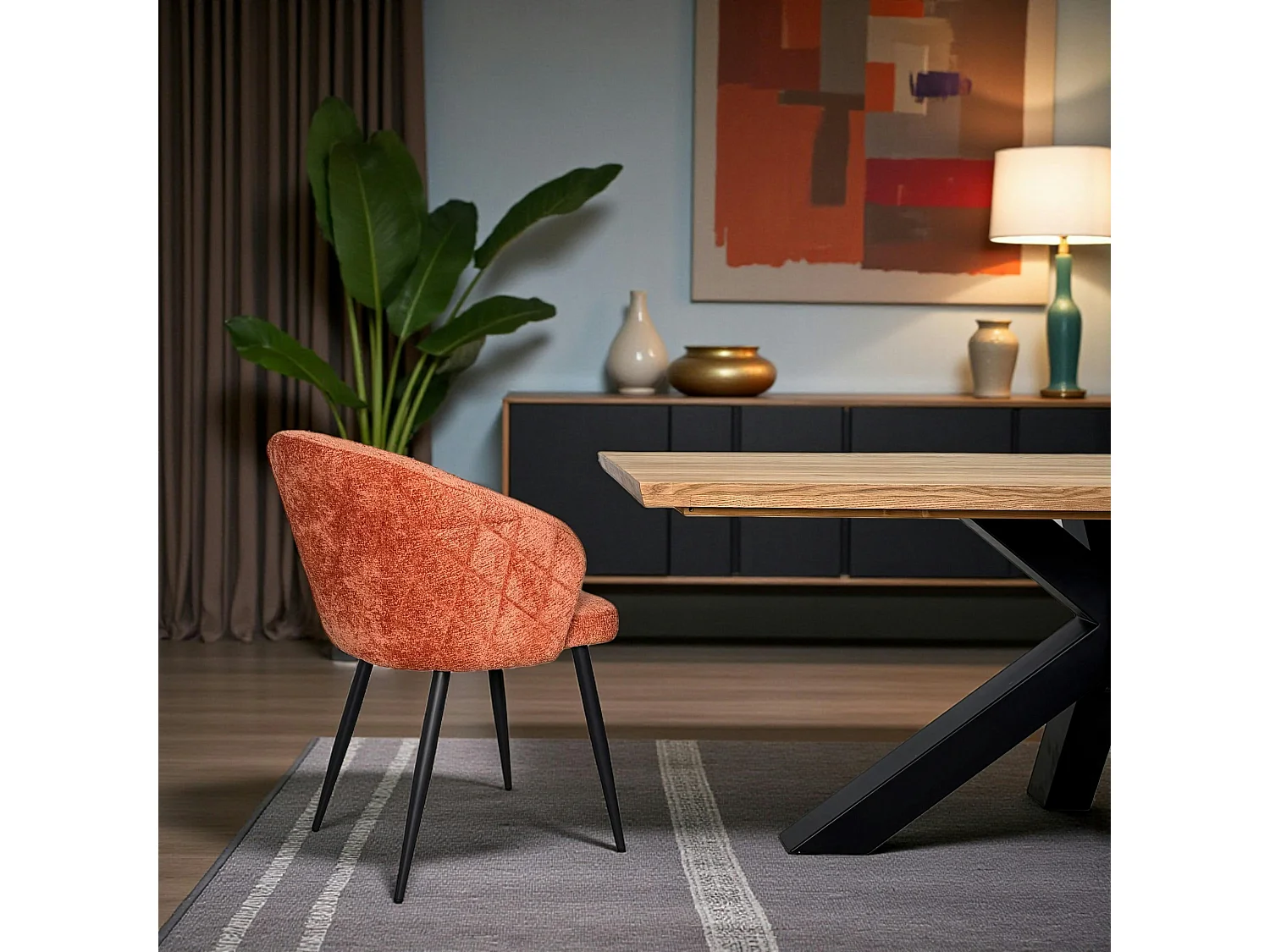 Chaise dossier rond tissu terracotta (lot de 2) IENA