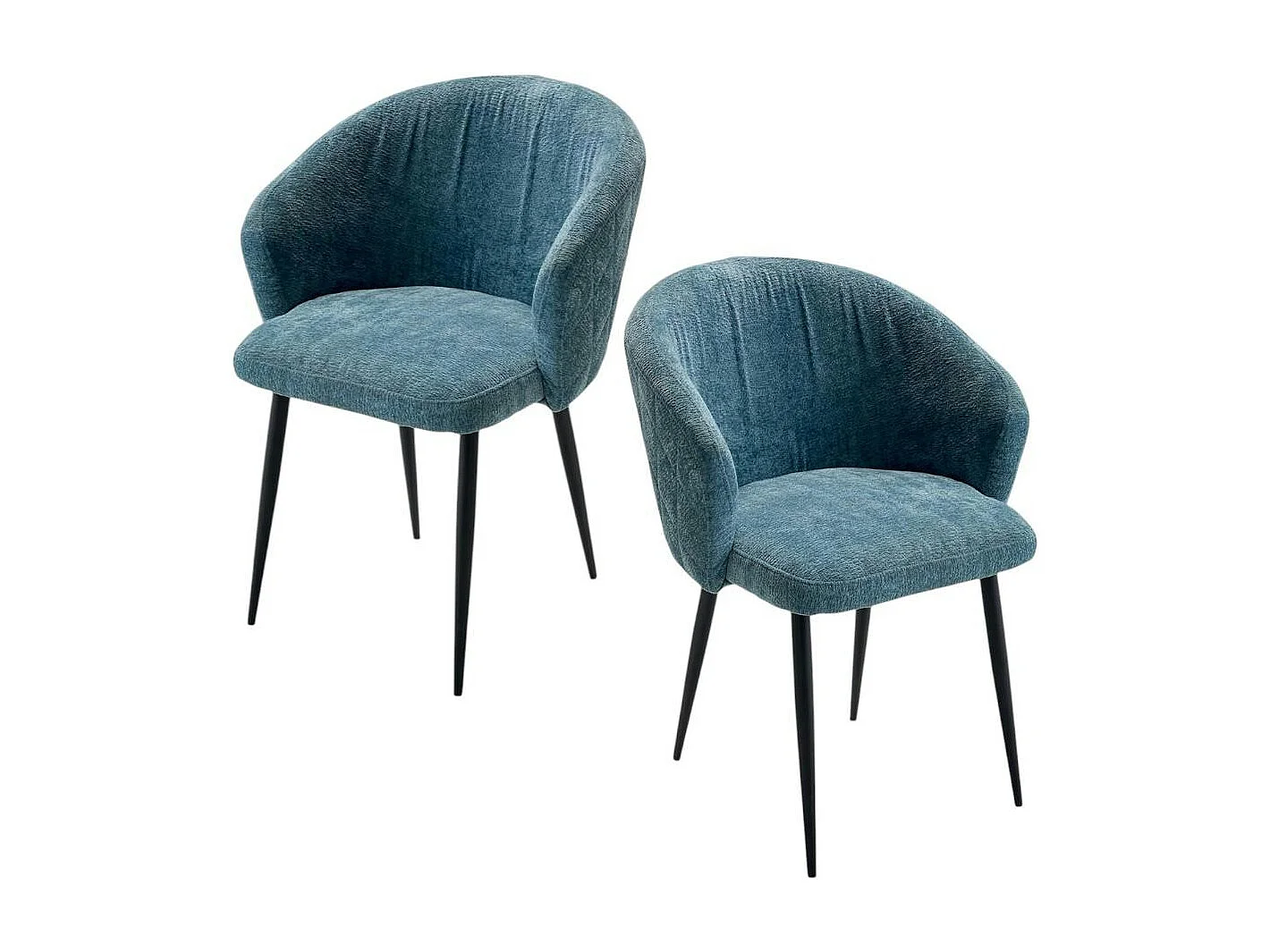 Chaise dossier rond tissu bleu (lot de 2) IENA