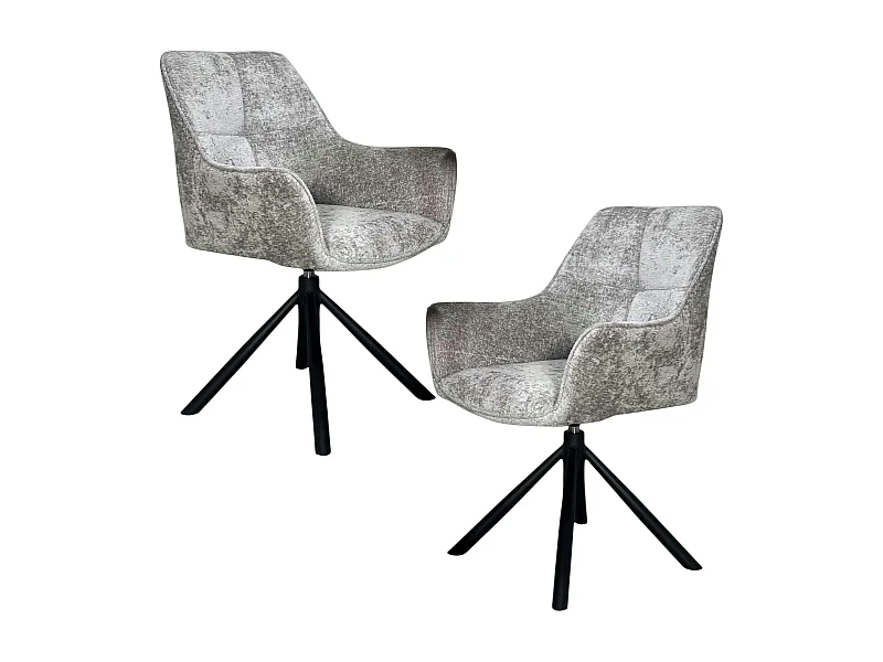 Fauteuil de table pivotant tissu gris (lot de 2) IENA