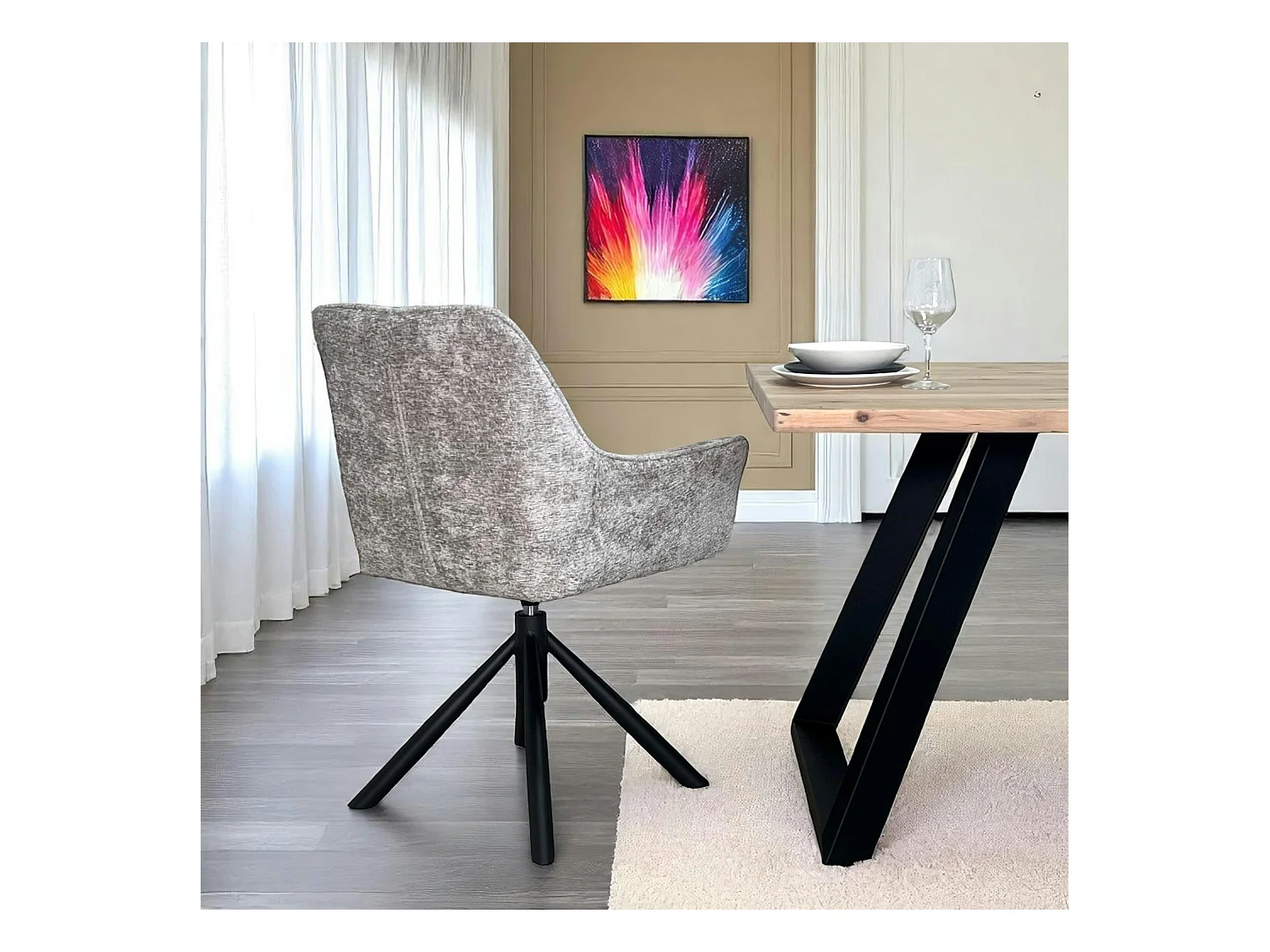 Fauteuil de table pivotant tissu gris (lot de 2) IENA