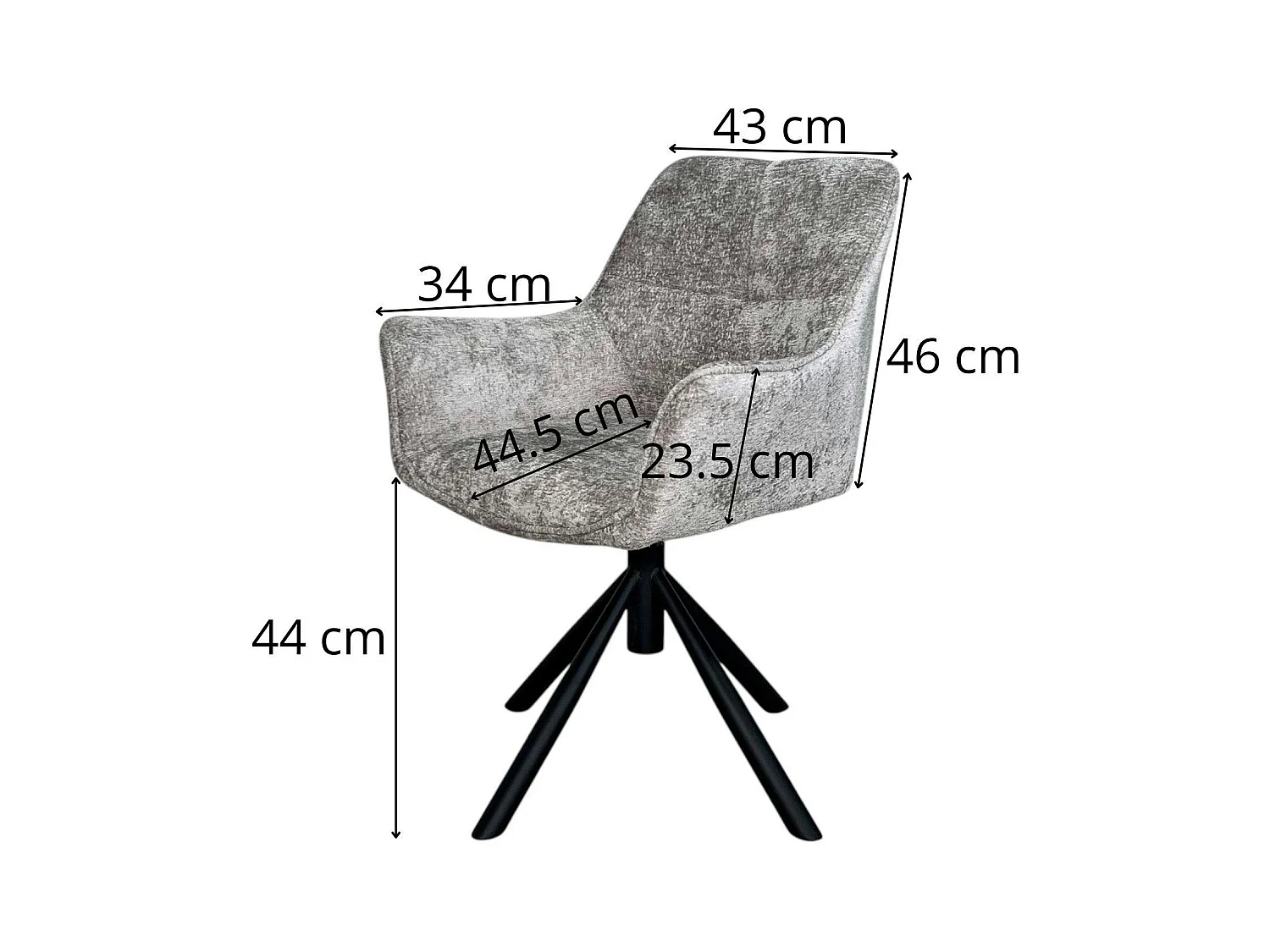 Fauteuil de table pivotant tissu gris (lot de 2) IENA