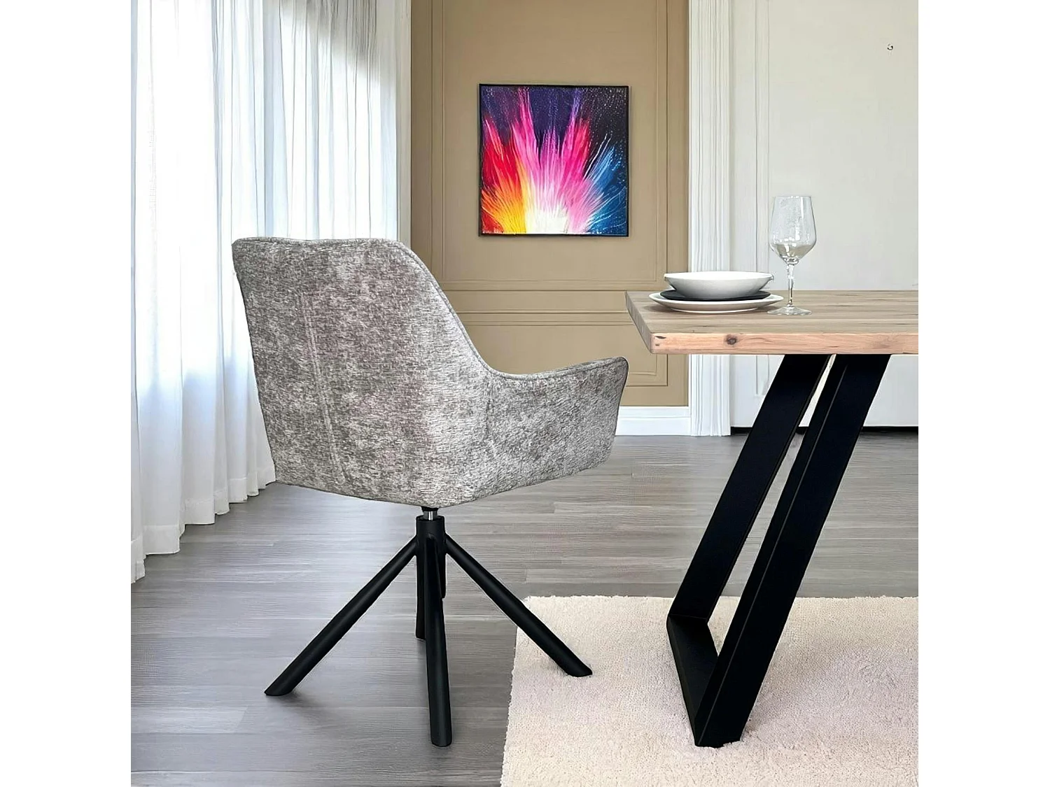 Fauteuil de table pivotant tissu gris (lot de 2) IENA