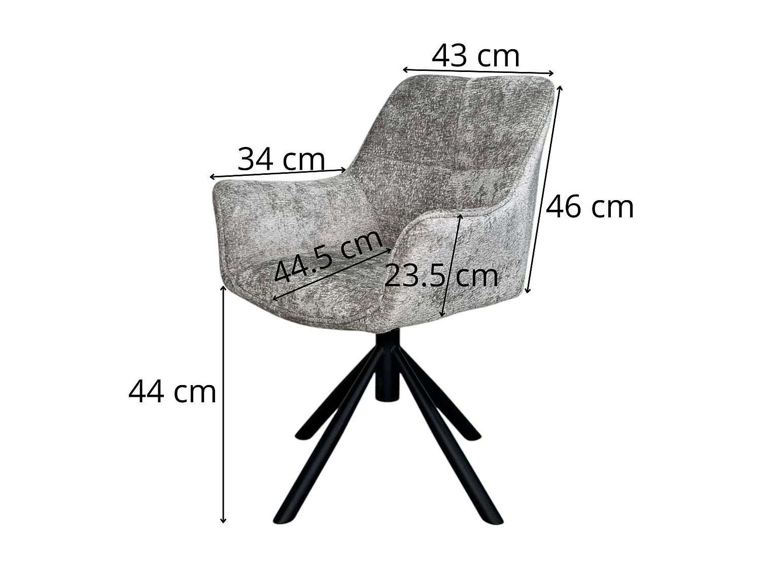 Fauteuil de table pivotant tissu gris (lot de 2) IENA