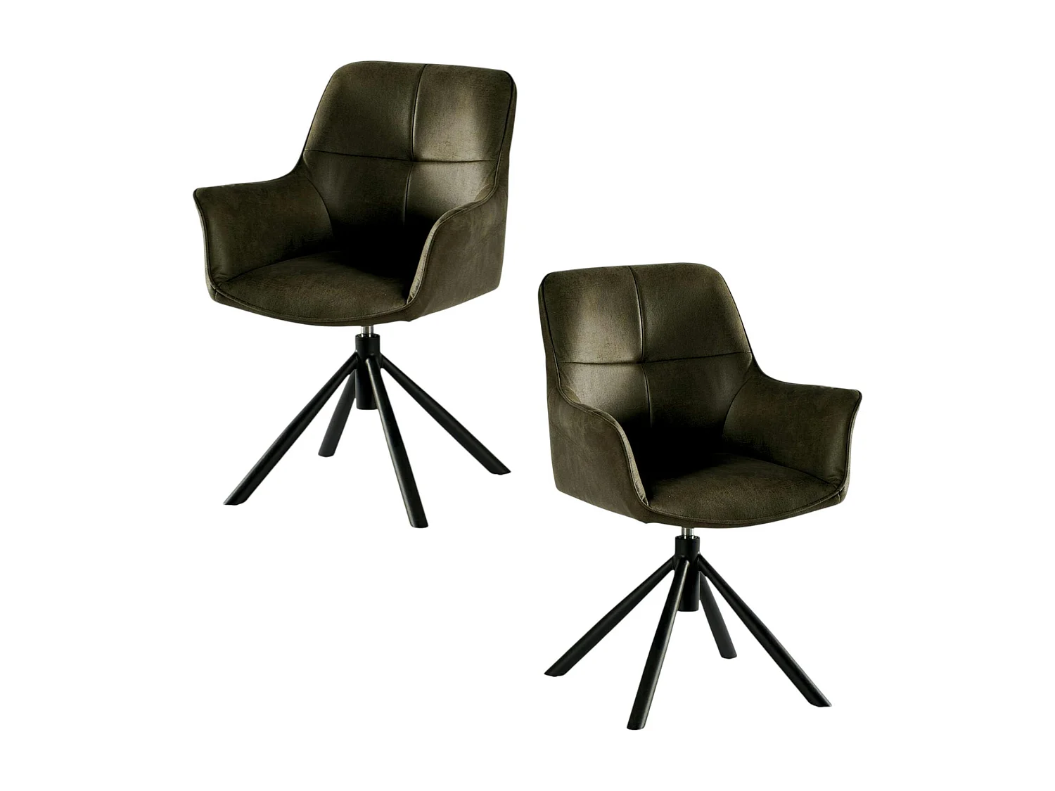 Fauteuil pivotant contemporain microfibre kaki (lot de 2) IENA