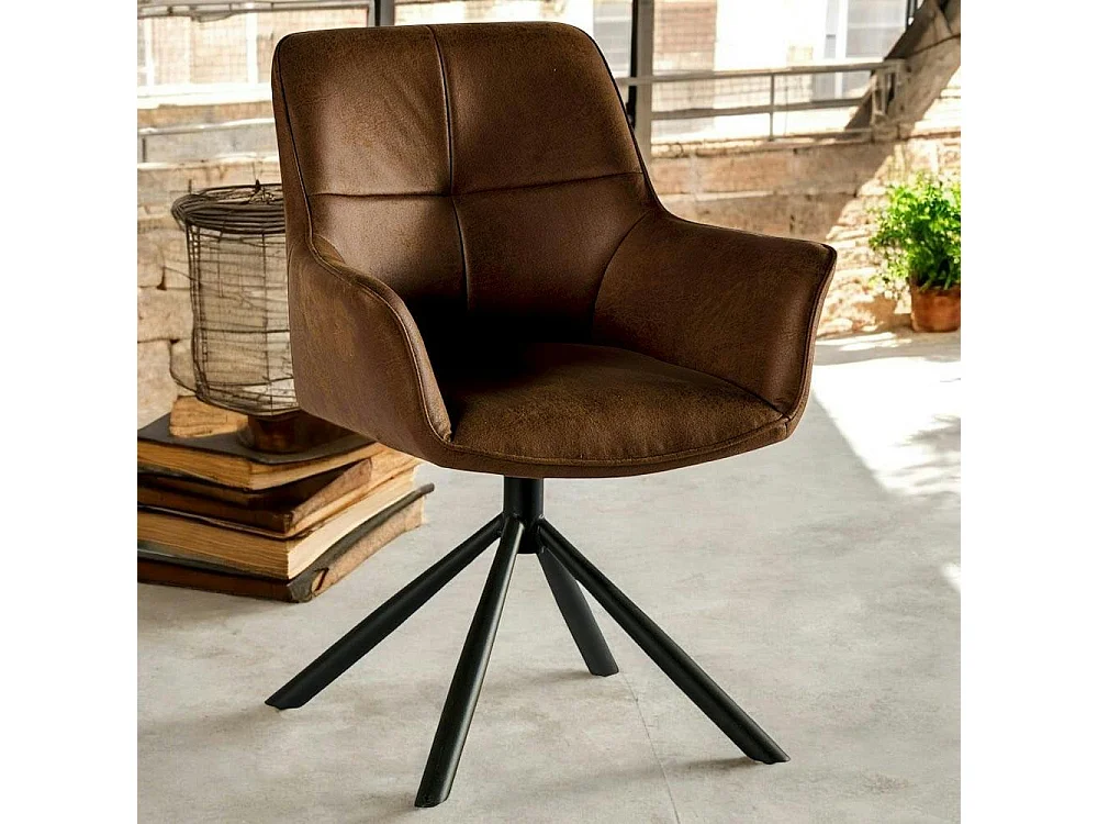 Fauteuil pivotant contemporain microfibre havane (lot de 2) IENA