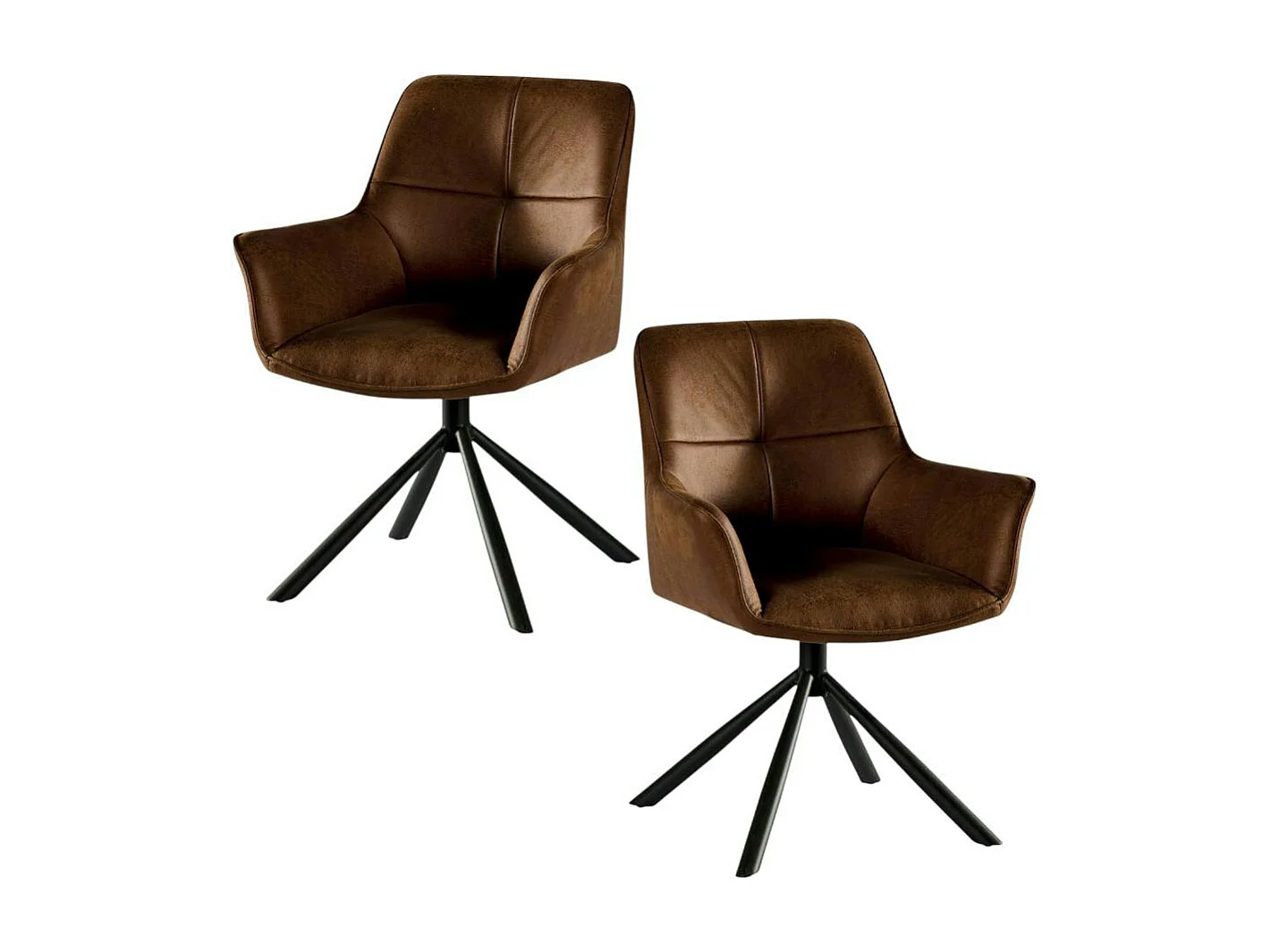 Fauteuil pivotant contemporain microfibre havane (lot de 2) IENA