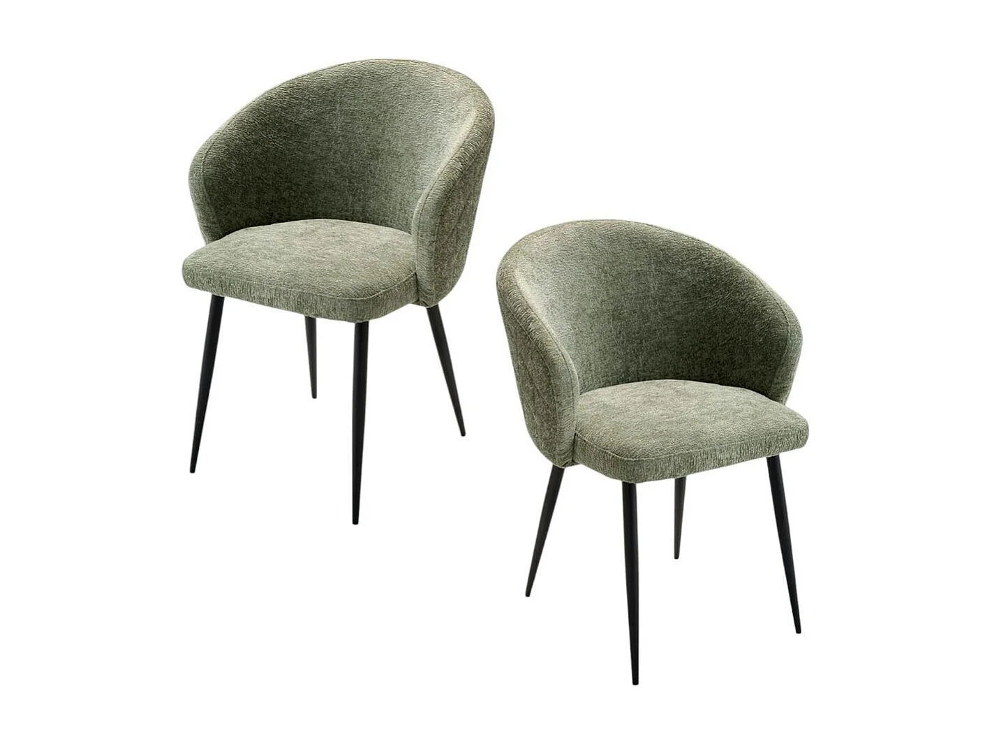 Chaise dossier rond tissu vert (lot de 2) IENA