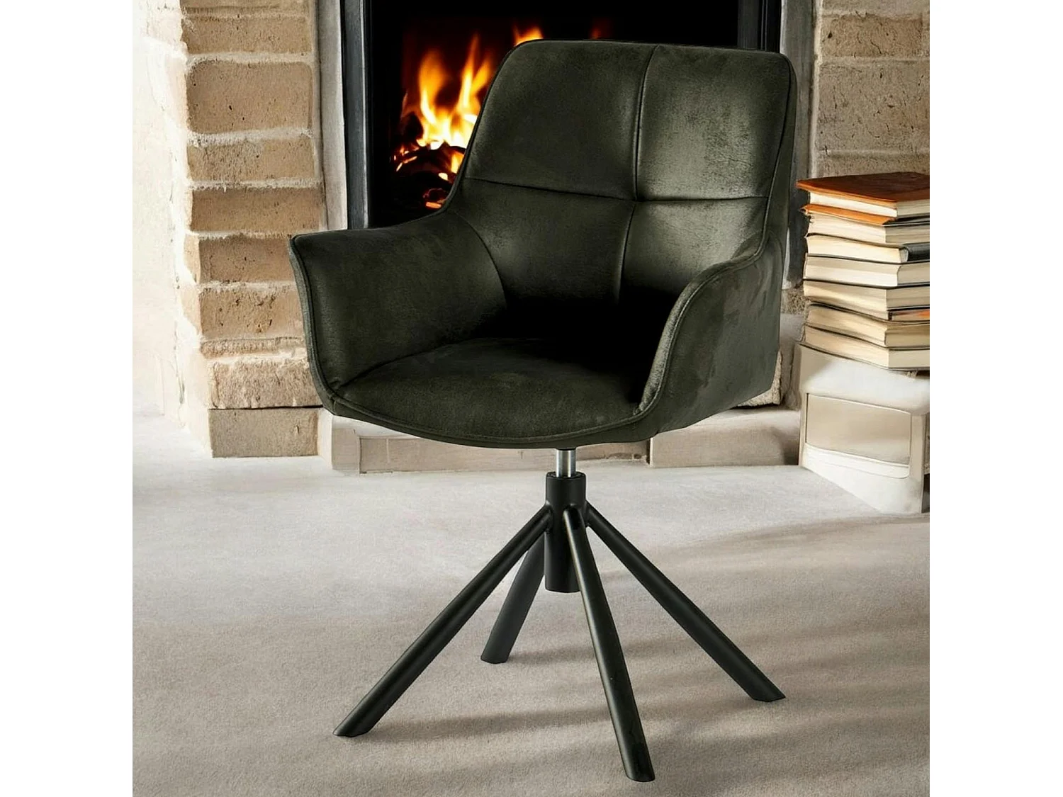 Fauteuil pivotant contemporain microfibre grise (lot de 2) IENA