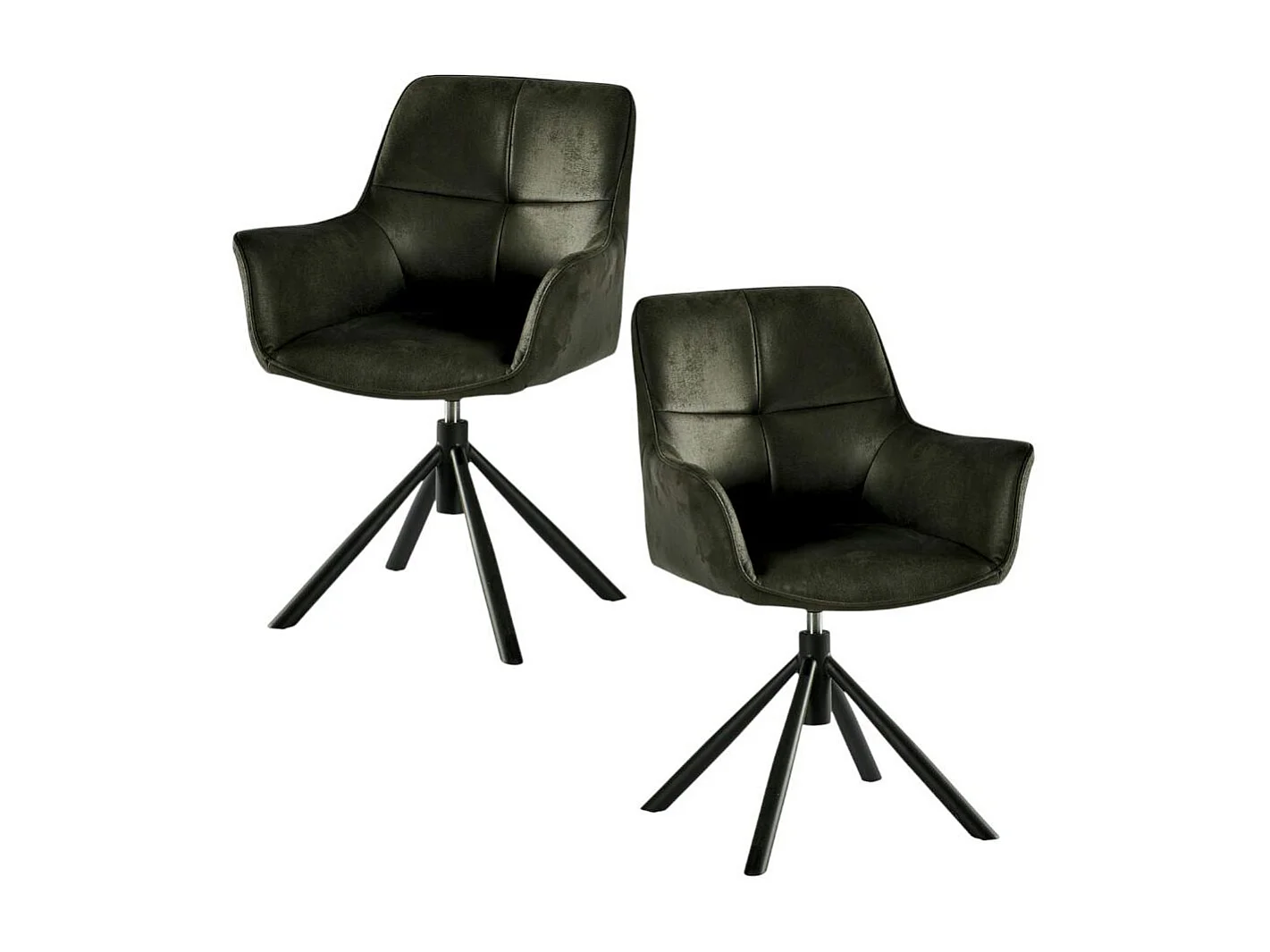 Fauteuil pivotant contemporain microfibre grise (lot de 2) IENA