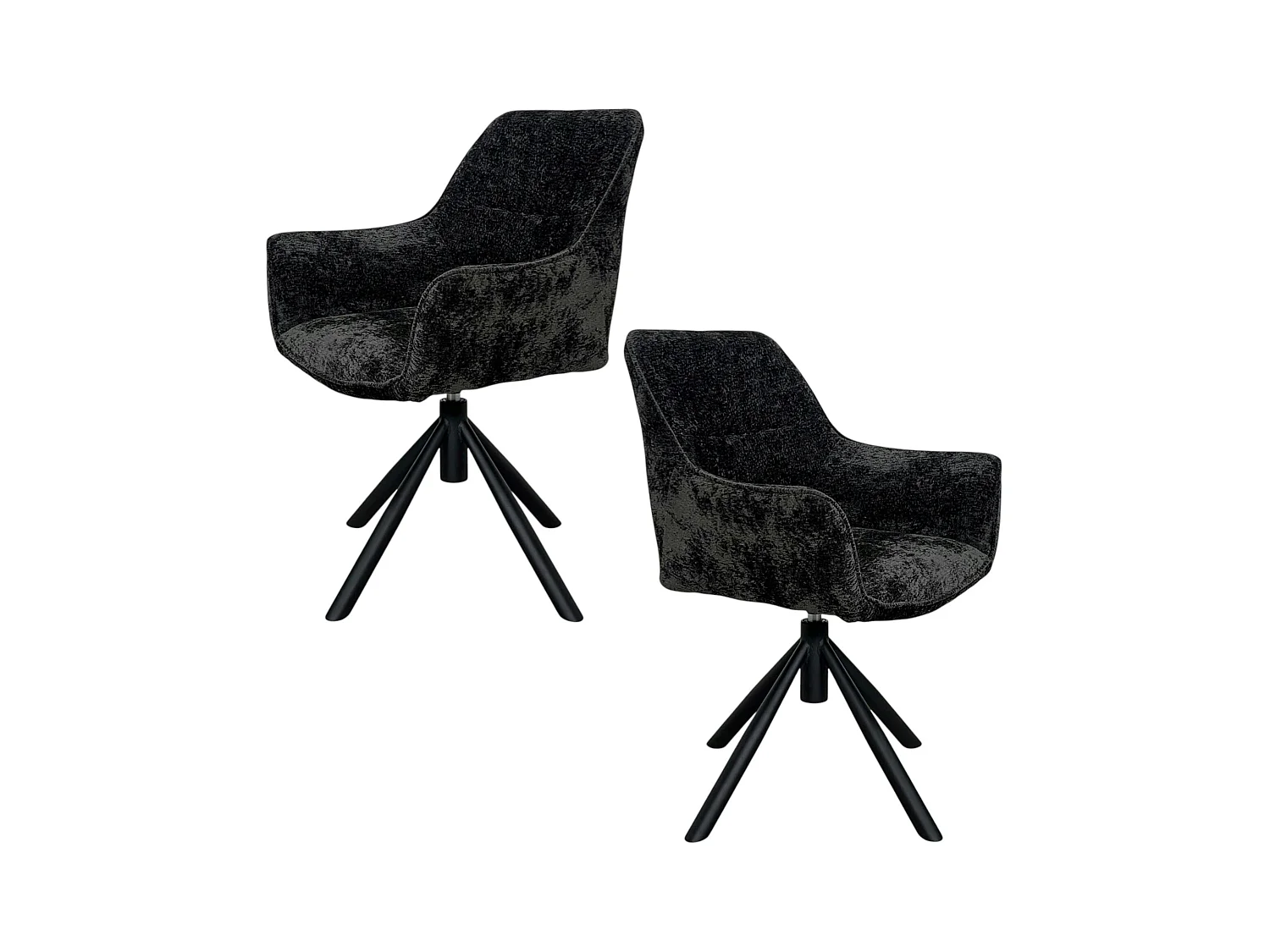 Fauteuil de table pivotant tissu noir (lot de 2) IENA