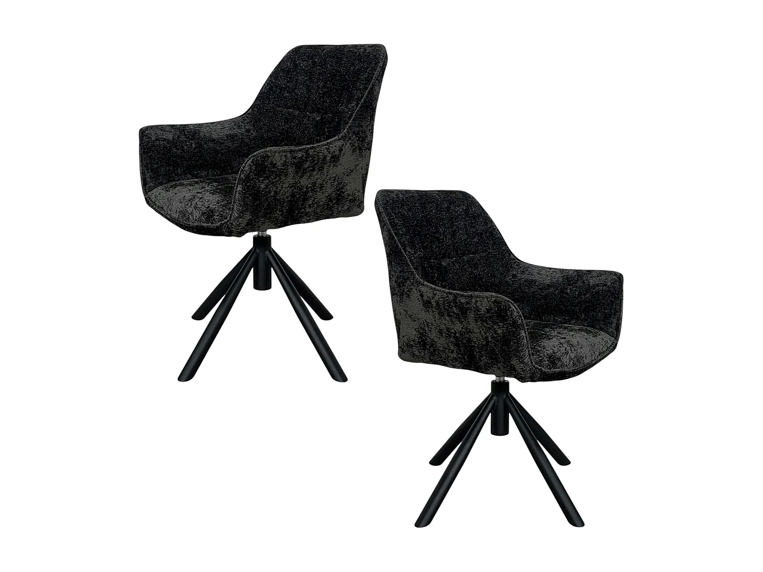Fauteuil de table pivotant tissu noir (lot de 2) IENA