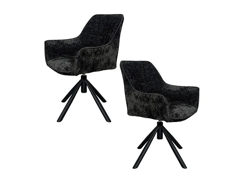 Fauteuil de table pivotant tissu noir (lot de 2) IENA