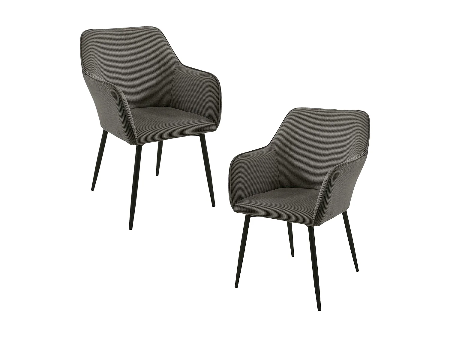 Fauteuil de table tissu cotelé gris (lot de 2) MALMOE