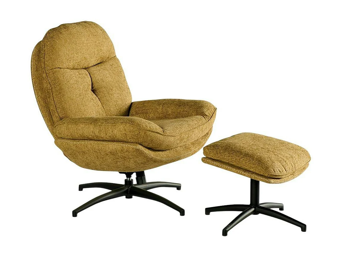 Fauteuil détente pivotant moutarde avec repose pieds IENA