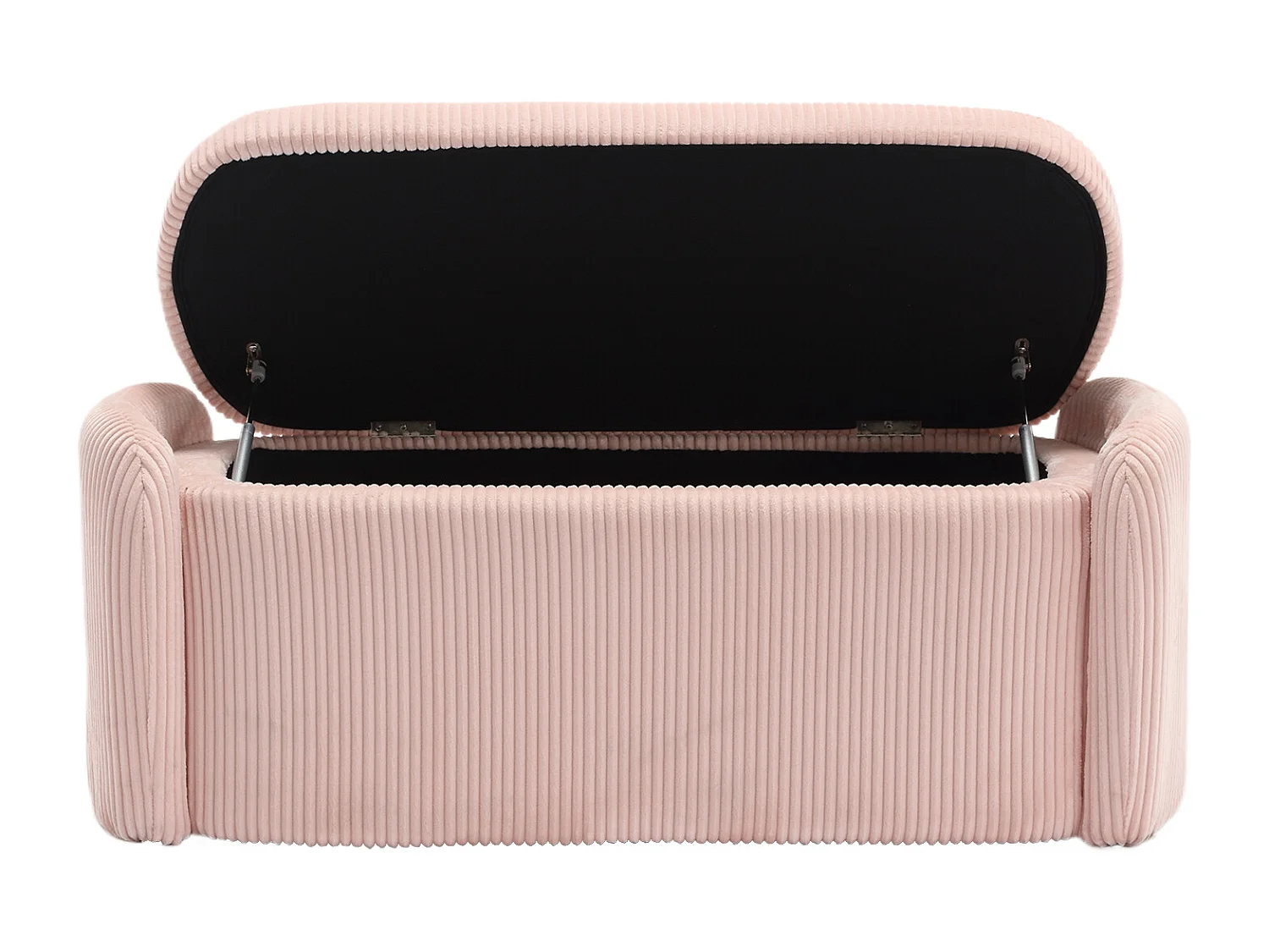 Hocker mit Stauraum aus gestreiftem Samt, bequem und vielseitig, ideal für Wohnzimmer und Schlafzimmer, Rosa