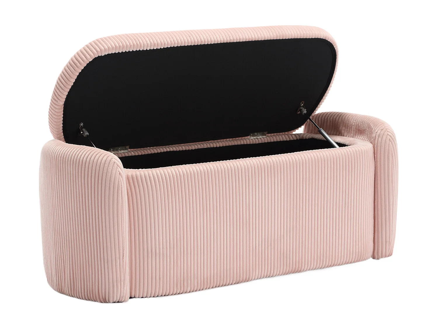 Hocker mit Stauraum aus gestreiftem Samt, bequem und vielseitig, ideal für Wohnzimmer und Schlafzimmer, Rosa