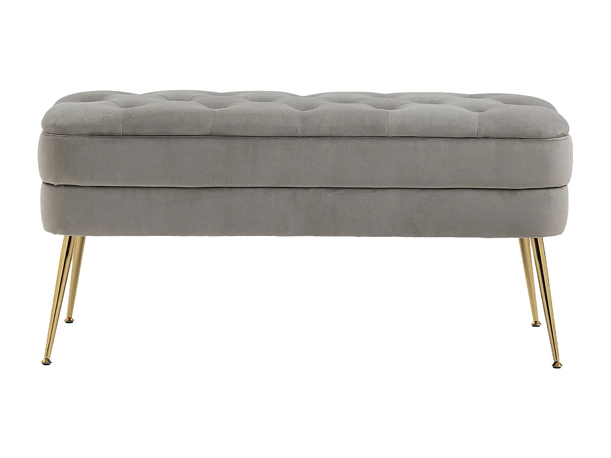 Banc en tissu rembourré avec charnière de sécurité, banc tabouret de Lit Banquette avec Espace de Rangement 104x40x51cm Gris
