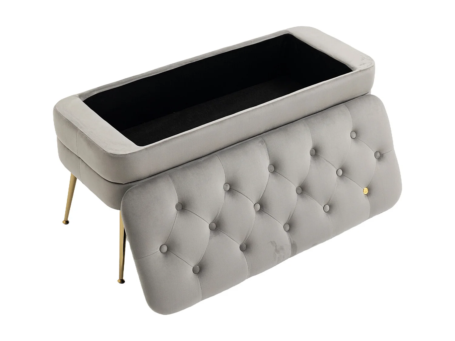 Banc en tissu rembourré avec charnière de sécurité, banc tabouret de Lit Banquette avec Espace de Rangement 104x40x51cm Gris