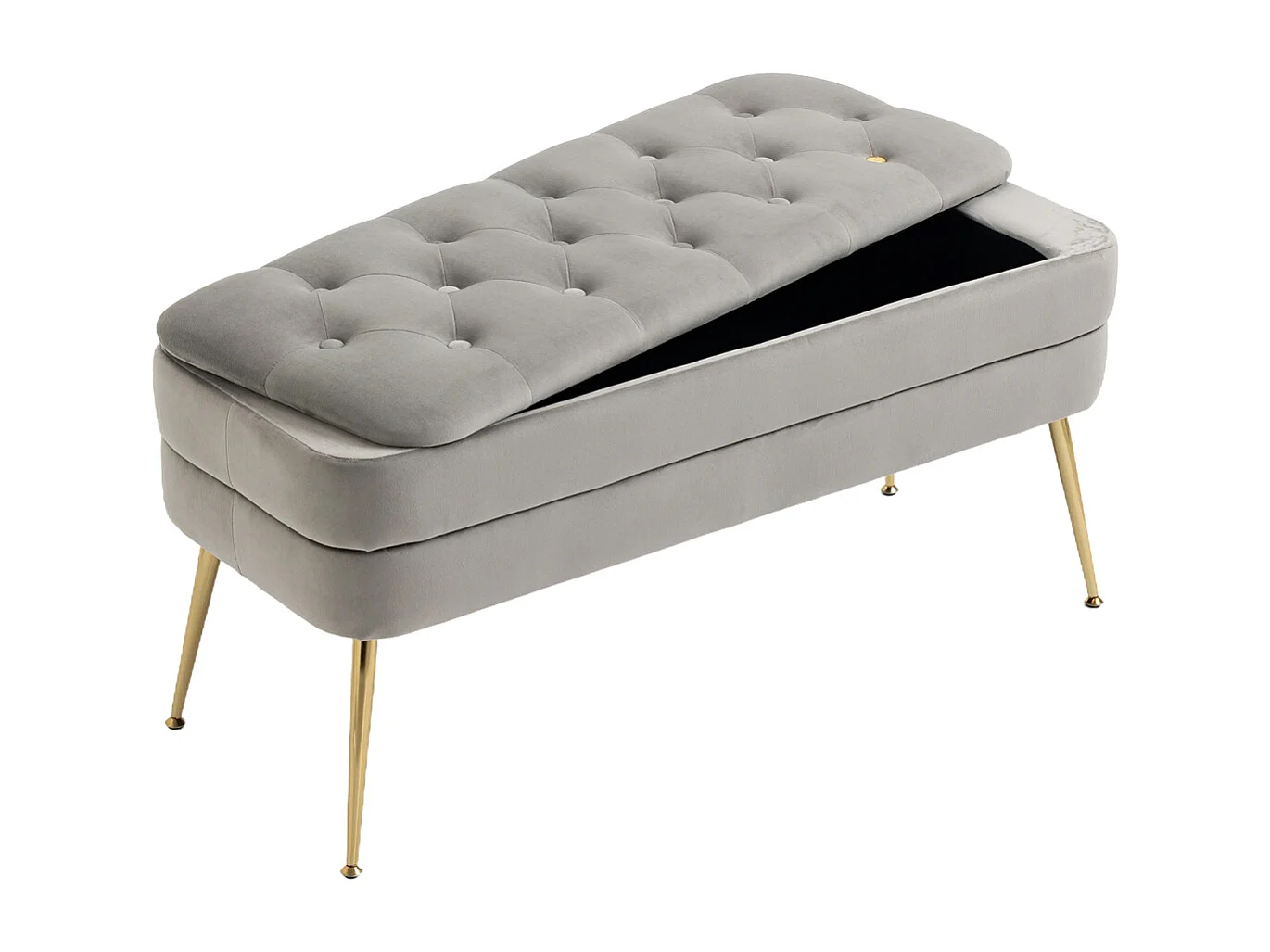 Banc en tissu rembourré avec charnière de sécurité, banc tabouret de Lit Banquette avec Espace de Rangement 104x40x51cm Gris