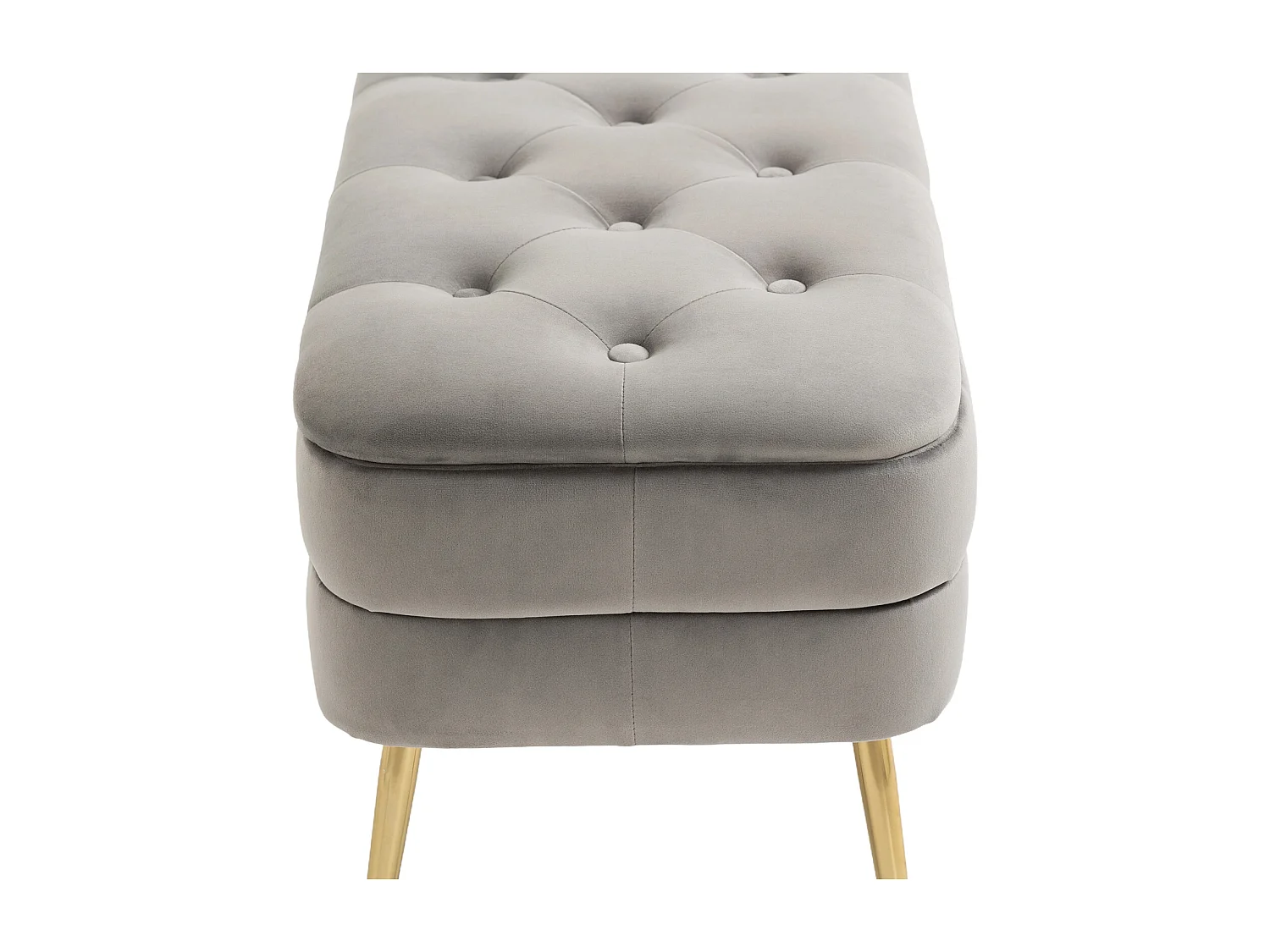 Banc en tissu rembourré avec charnière de sécurité, banc tabouret de Lit Banquette avec Espace de Rangement 104x40x51cm Gris
