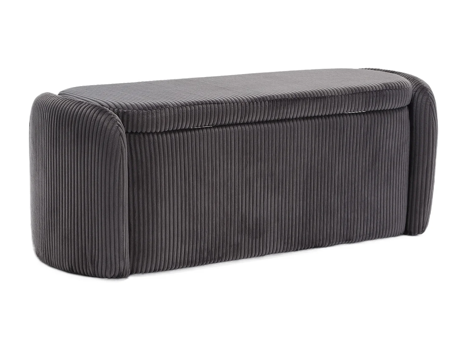 Sgabello contenitore in velluto a righe, comodo e versatile, ideale per soggiorno e camera da letto, nero