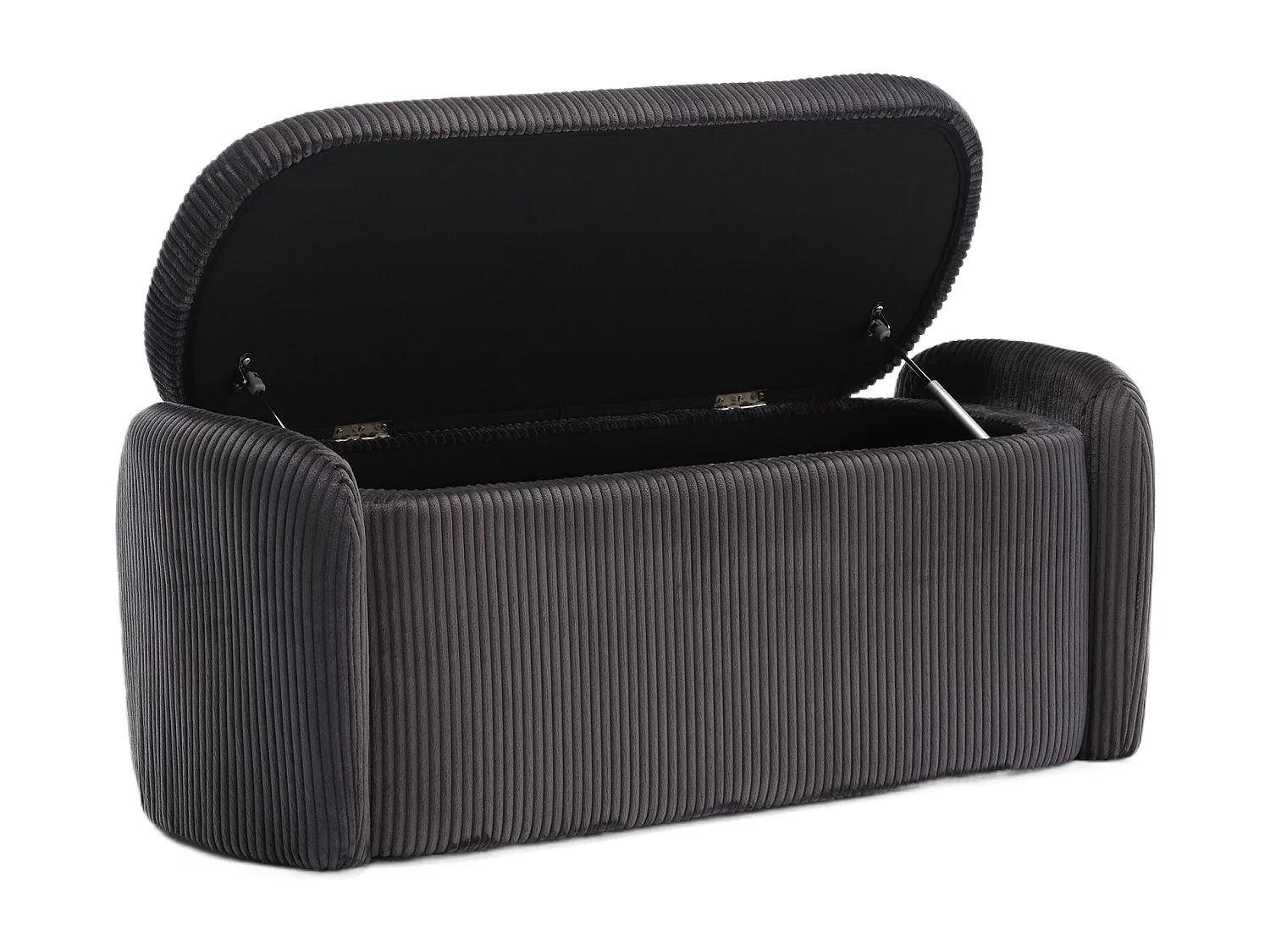 Sgabello contenitore in velluto a righe, comodo e versatile, ideale per soggiorno e camera da letto, nero