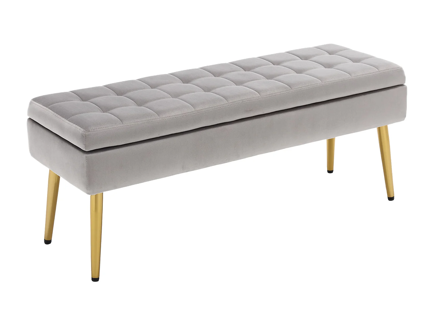 Banco con almacenaje, 111x35x44,5cm, patas de metal dorado para salón, recibidor, dormitorio, en terciopelo verde