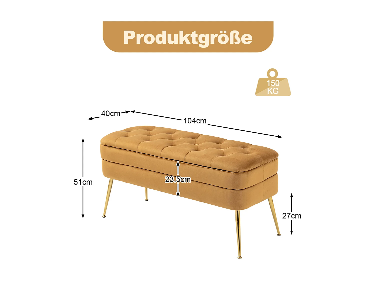 Banco de arrumação otomano estofado, pufe para entrada, sala de estar, quarto, veludo de pelúcia, 104x40x51cm, café