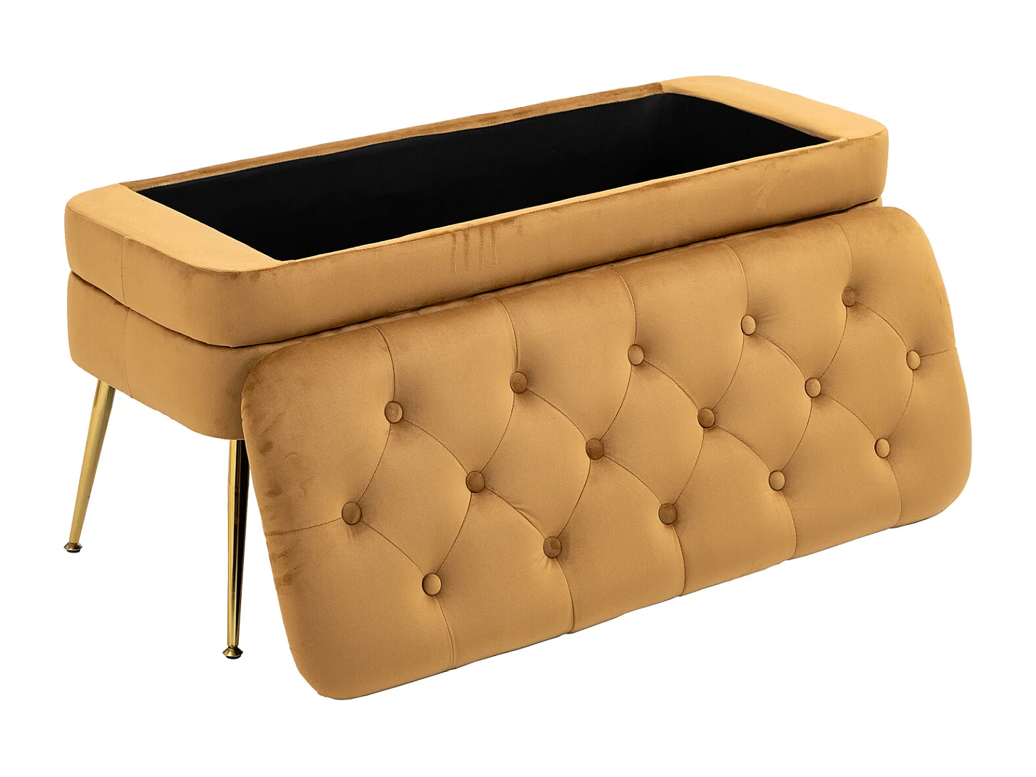 Banco de arrumação otomano estofado, pufe para entrada, sala de estar, quarto, veludo de pelúcia, 104x40x51cm, café