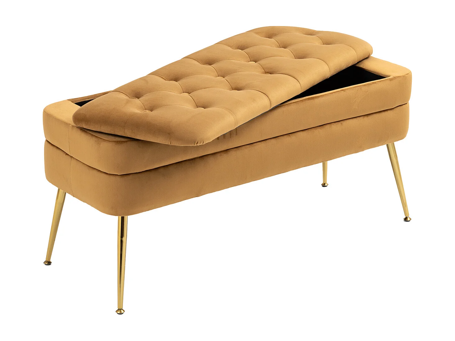 Banco de arrumação otomano estofado, pufe para entrada, sala de estar, quarto, veludo de pelúcia, 104x40x51cm, café