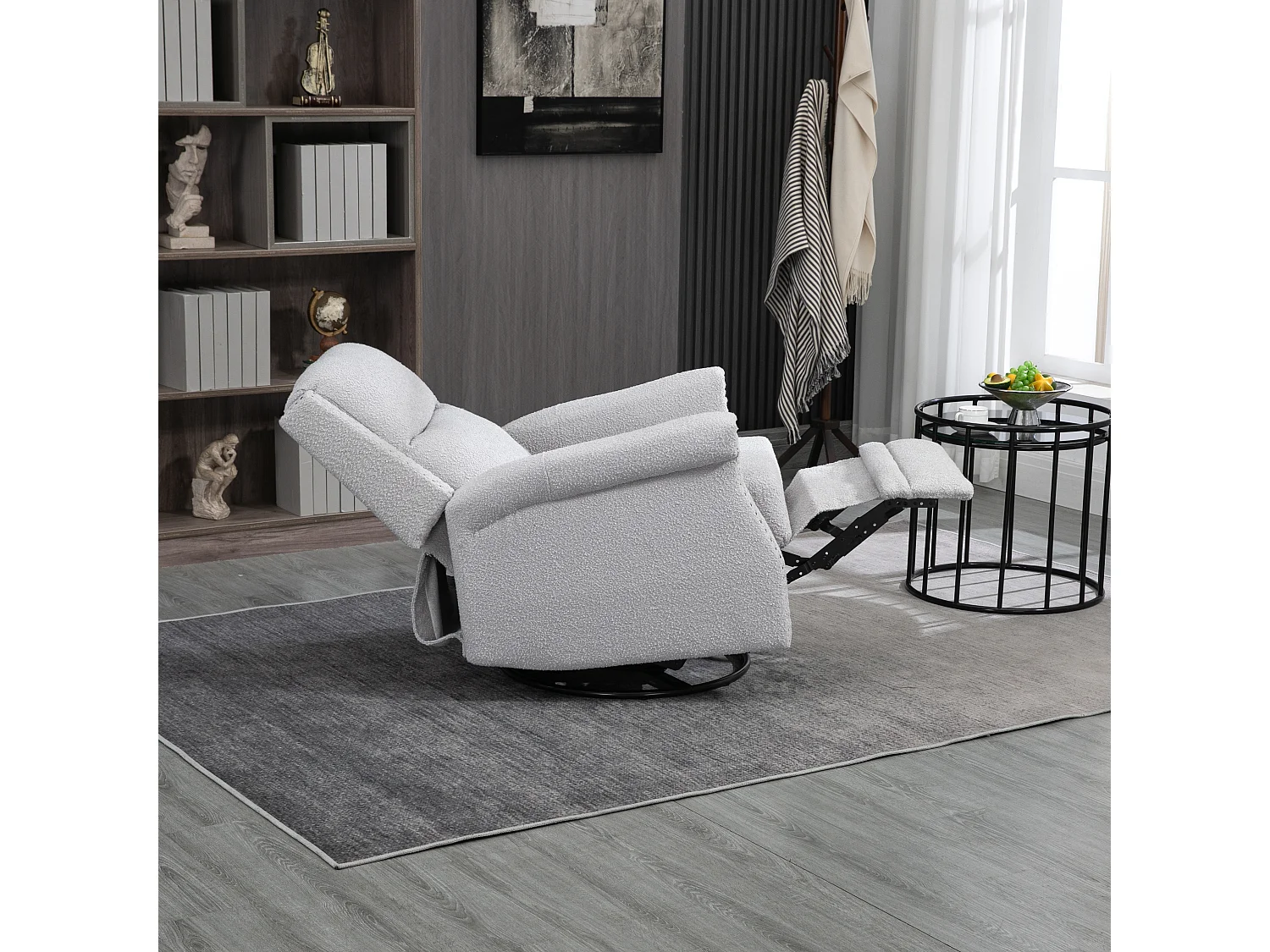 Fauteuil relax, pivotant à 360 degrés, pour la chambre d'enfant, l'hôtel, la chambre à coucher, le bureau et le salon, gris