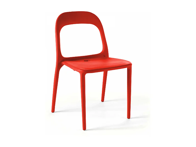 Rode kunststof tuinstoel