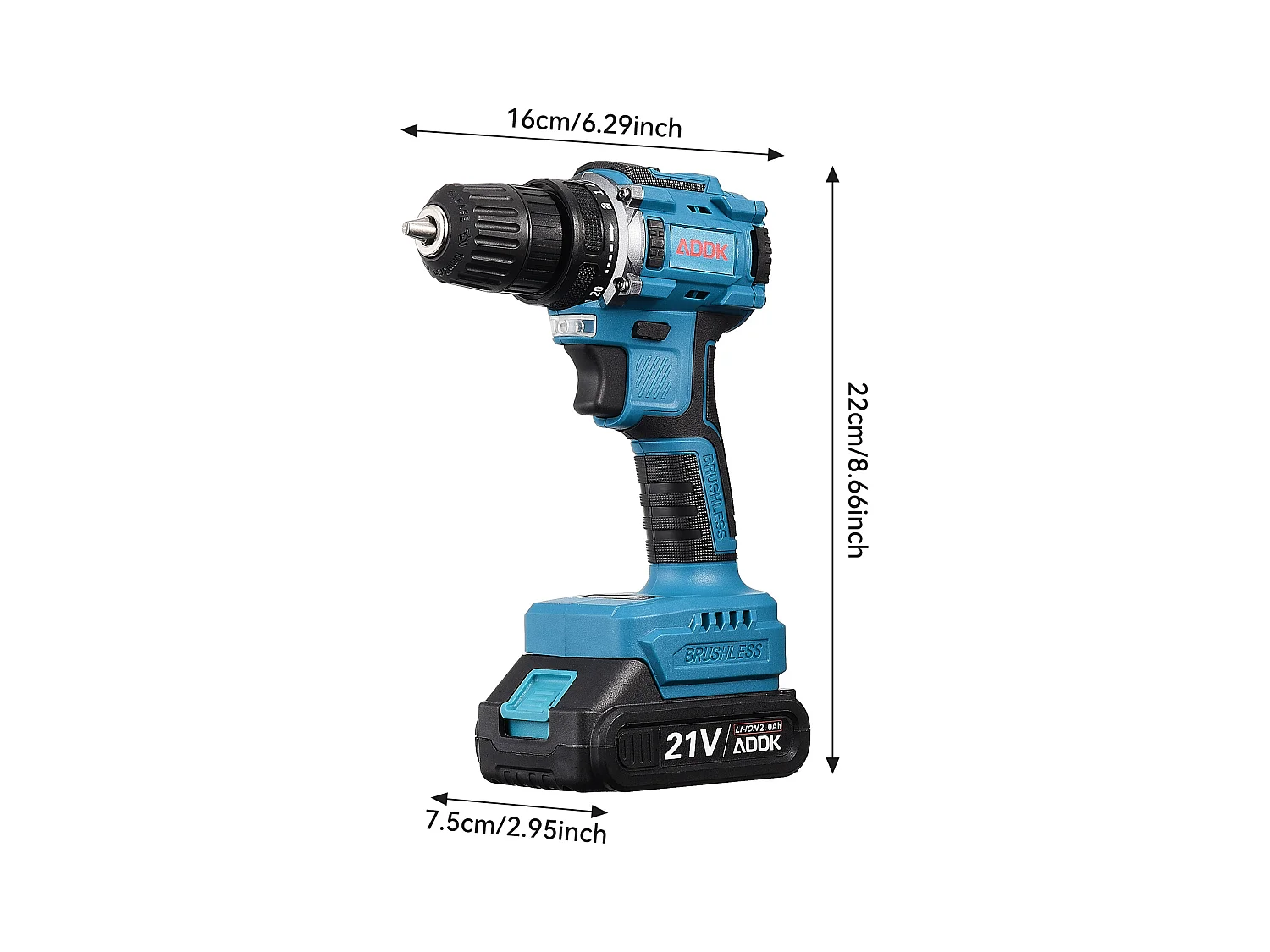 21V snoerloze boormachine, 2 x 1500mAh lithiumbatterijen, borstelmotor, 25+1 koppelinstellingen, 2 snelheden, 37 accessoires + PP-kunststof doos