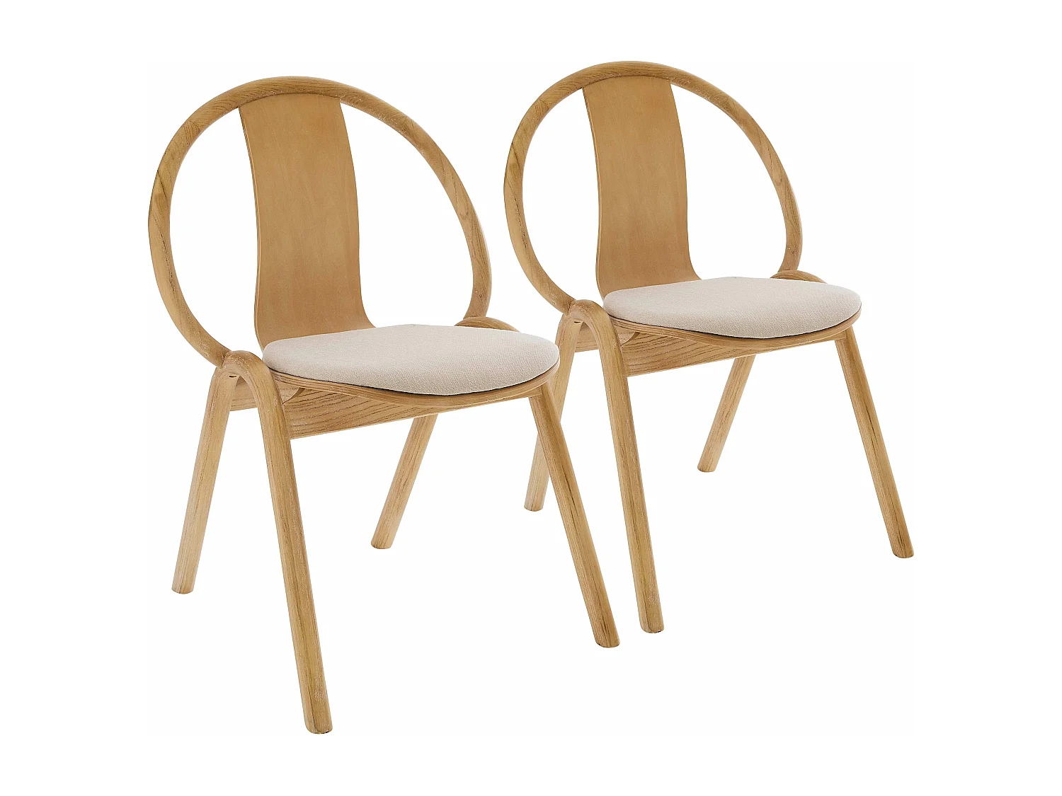 Lot de 2 chaises style scandinave en bois d'orme