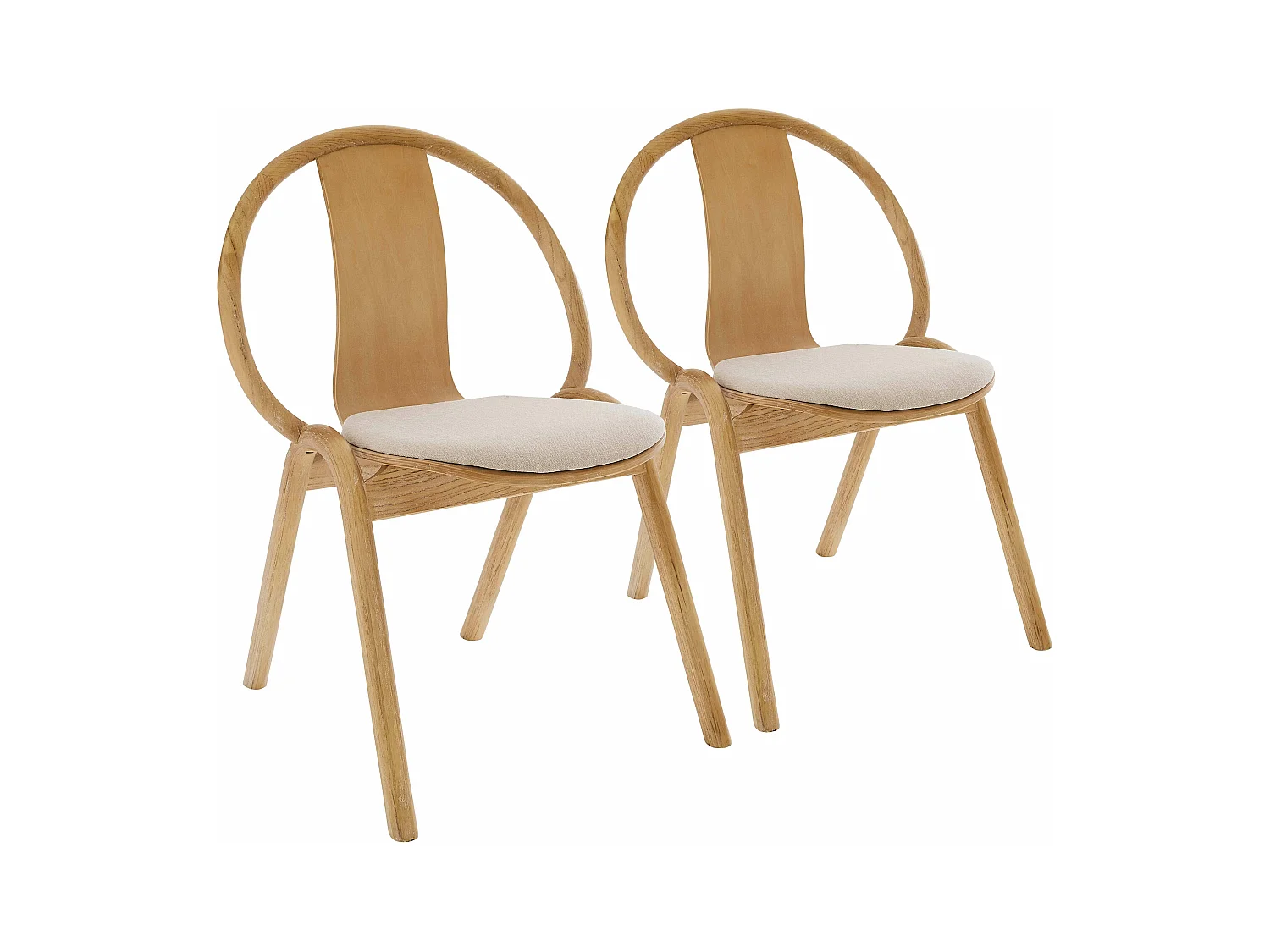 Set van 2 stoelen in Scandinavische stijl in iepenhout