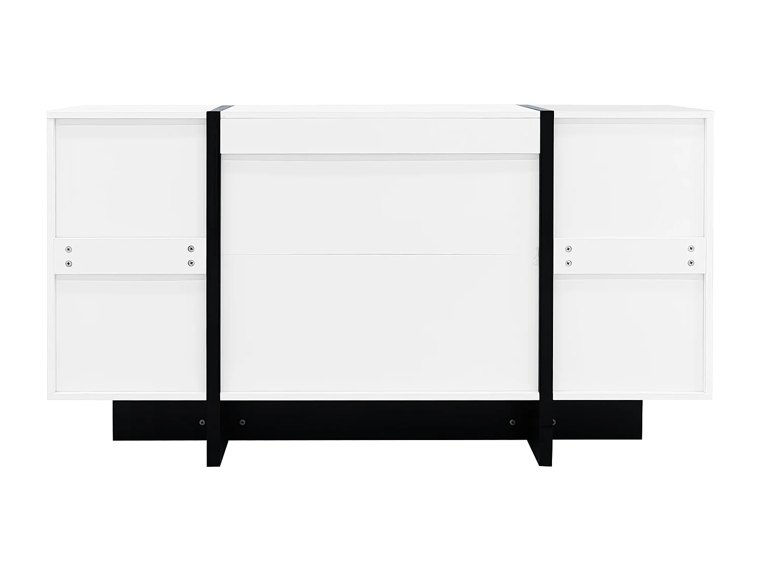 Buffet Bas Blanc Brillant, Buffet Bahut Moderne avec 2 Portes 4 Tiroirs, Meuble de salon,Armoire Salle à manger, 150x40x80cm